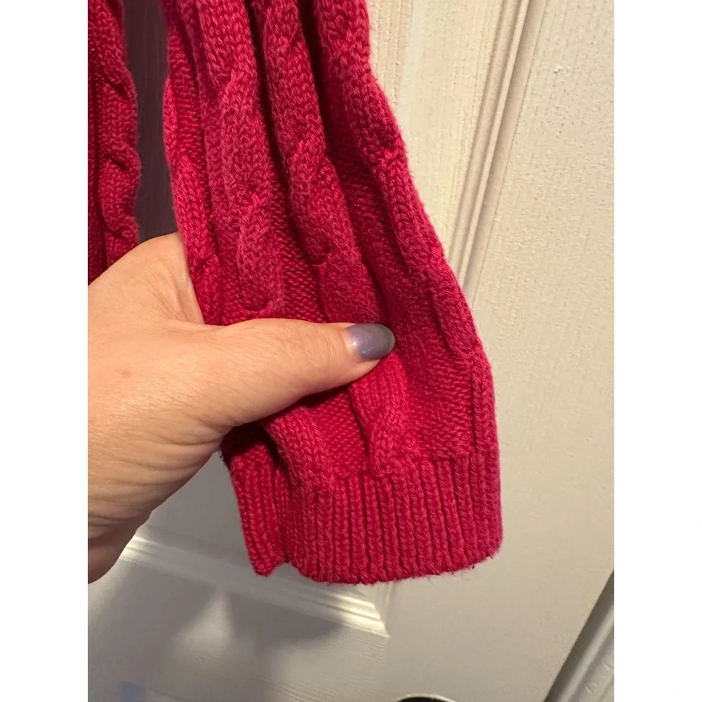Vintage Gymboree Toddler Girl Red Cable Knit Cardigan Sweater Pups and Kisses 3T